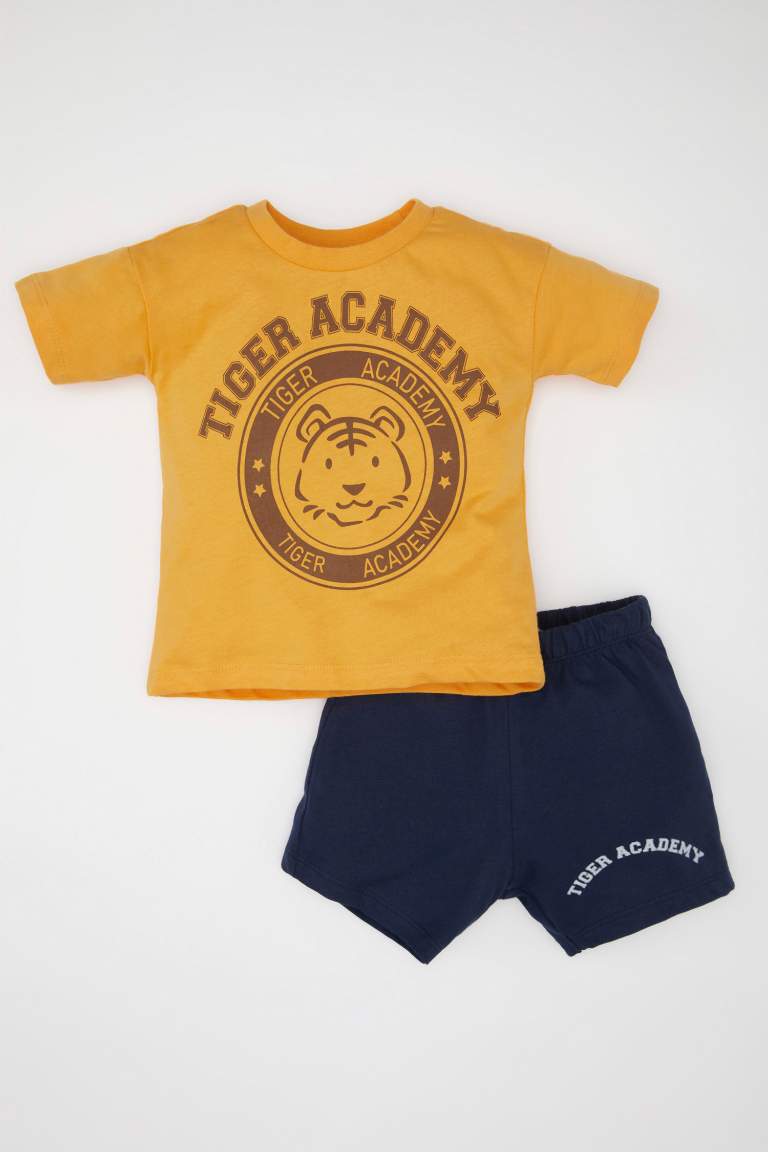 Ensemble de T-shirt à manches courtes avec imprimé Tigre et short pour Bébé garçon