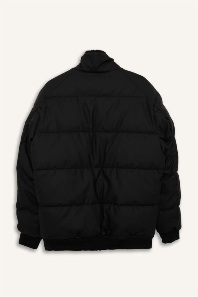 Su İtici Regular Fit Gömlek Yaka Astarlı Fermuarlı İç Cepli Kürk Yakalı Suni Deri Mont