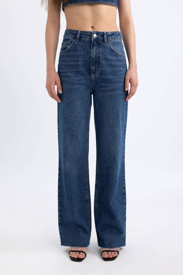 90's Wide Leg Yüksek Bel Geniş Bol Paça Uzun Jean Pantolon