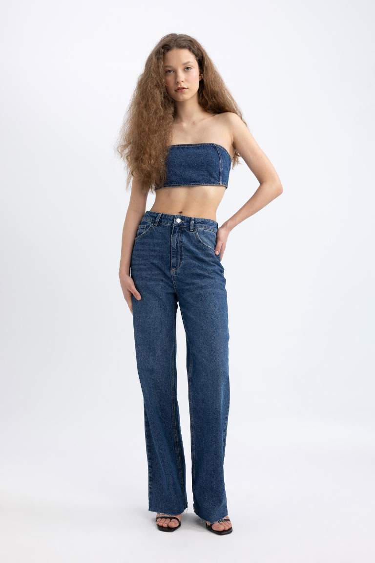 90's Wide Leg Yüksek Bel Geniş Bol Paça Uzun Jean Pantolon