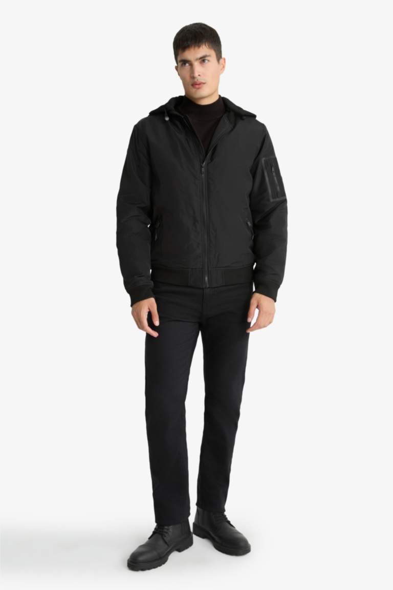 Su İtici Regular Fit Gömlek Yaka Astarlı Fermuarlı İç Cepli Suni Deri Mont