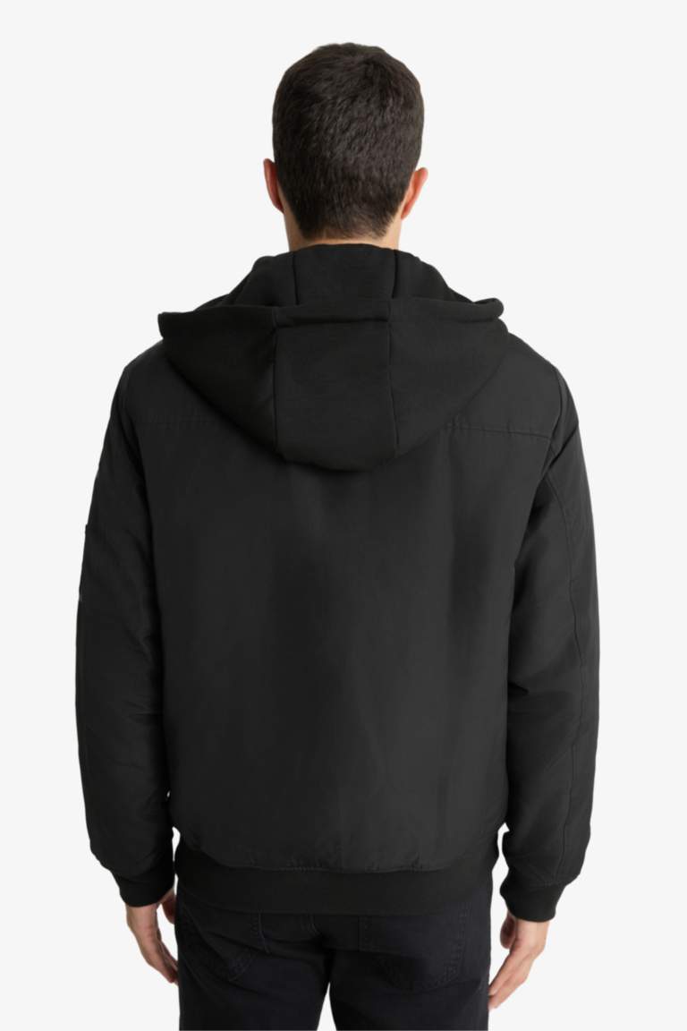 Su İtici Regular Fit Gömlek Yaka Astarlı Fermuarlı İç Cepli Suni Deri Mont