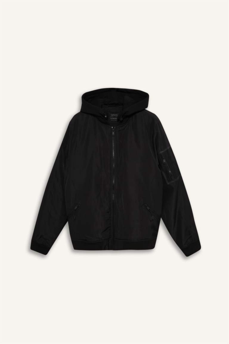 Su İtici Regular Fit Gömlek Yaka Astarlı Fermuarlı İç Cepli Suni Deri Mont