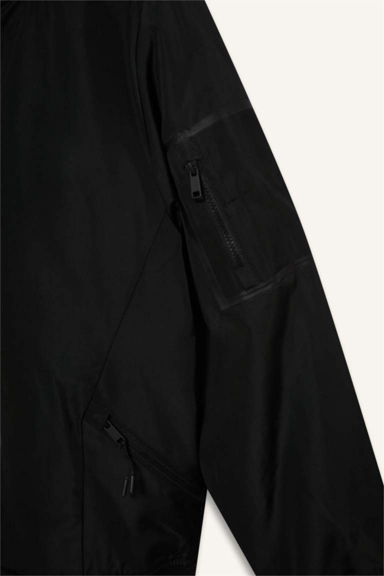 Su İtici Regular Fit Gömlek Yaka Astarlı Fermuarlı İç Cepli Suni Deri Mont