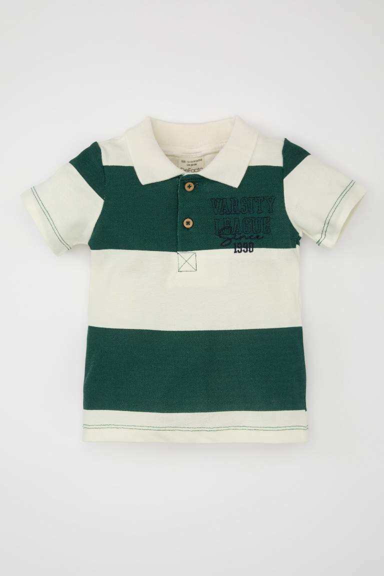 Baby Boy Regular Fit Slogan Printed Polo T-Shirt