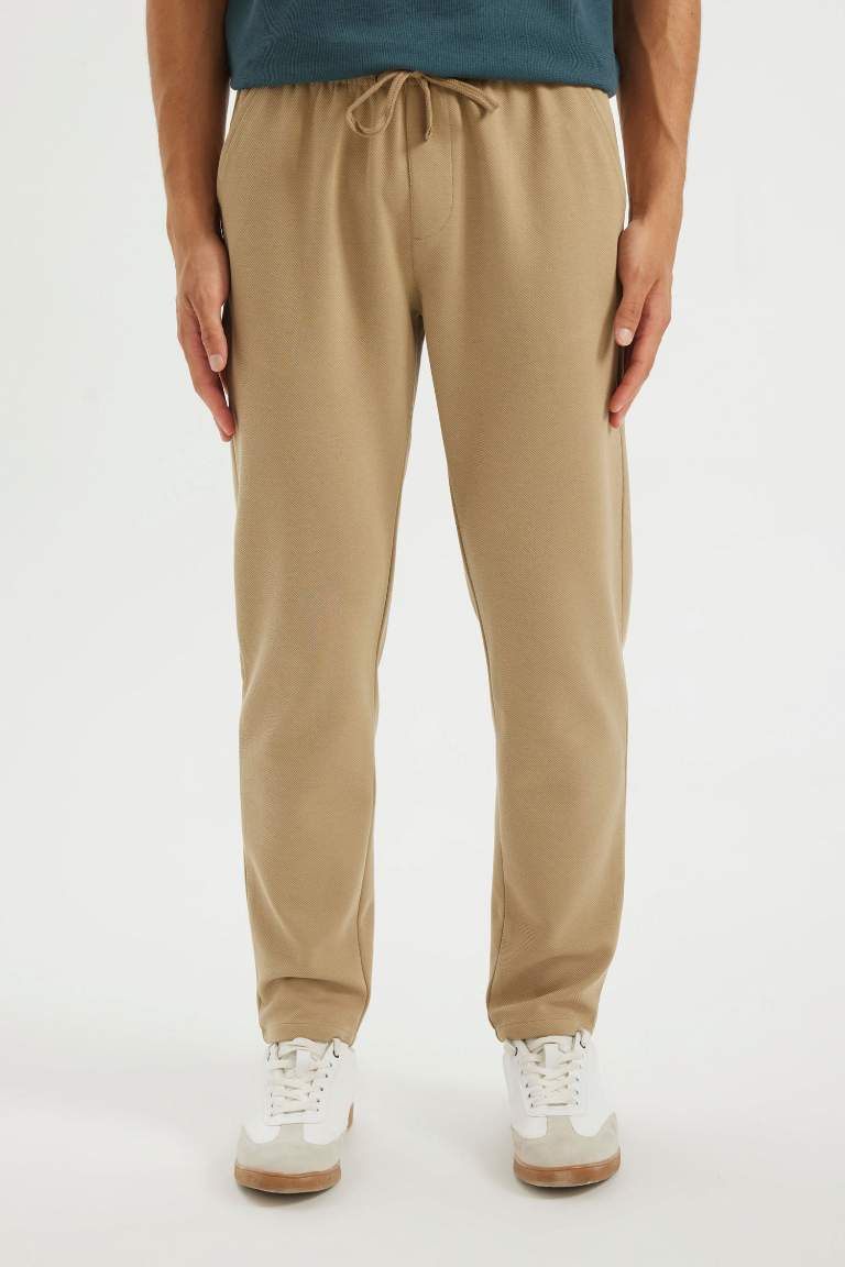 Beige Straight Leg Jogger Pants