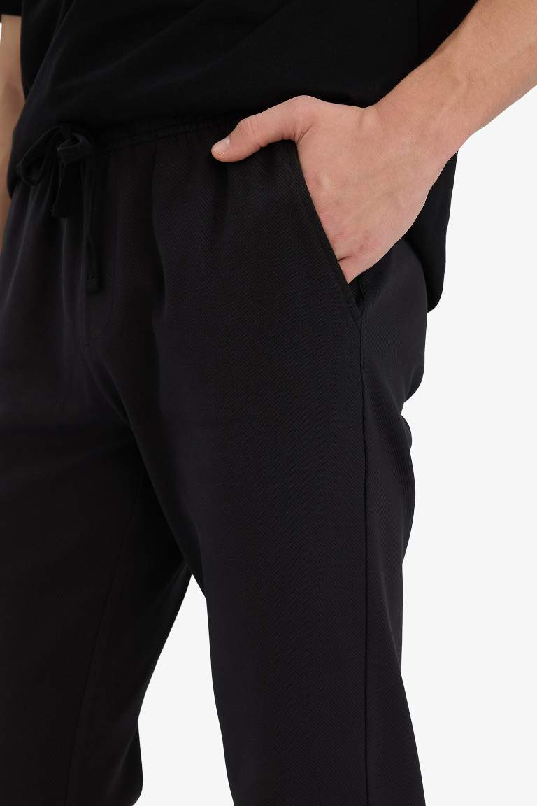 Jogger Pantolon Esnek Basic Düz Beli Bağcıklı Cepli Düz Paça