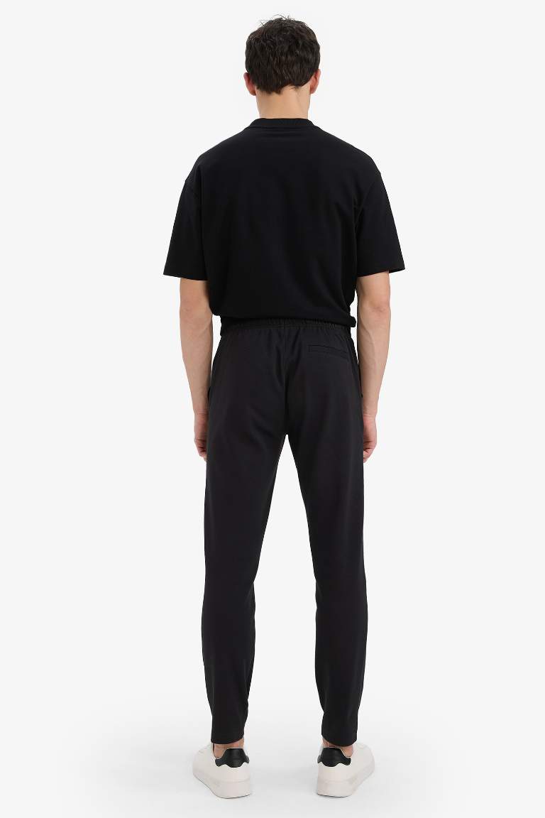 Jogger Pantolon Esnek Basic Düz Beli Bağcıklı Cepli Düz Paça