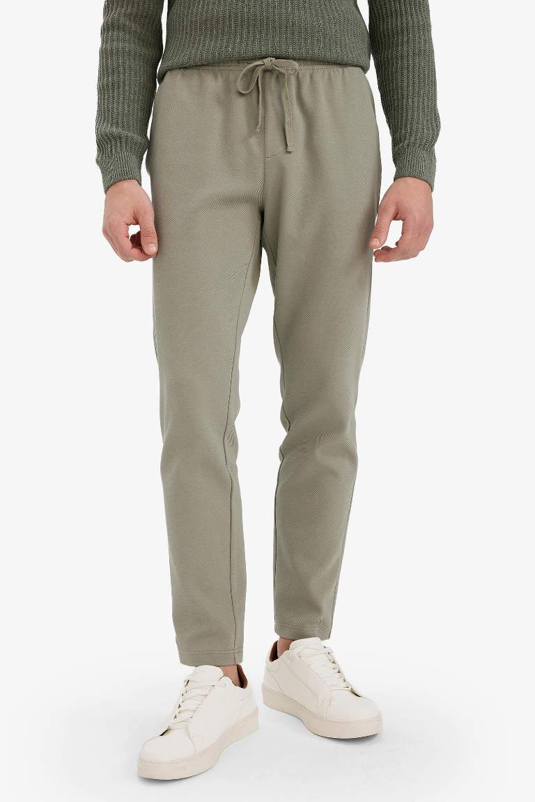 Jogger Pantolon Esnek Basic Düz Beli Bağcıklı Cepli Düz Paça