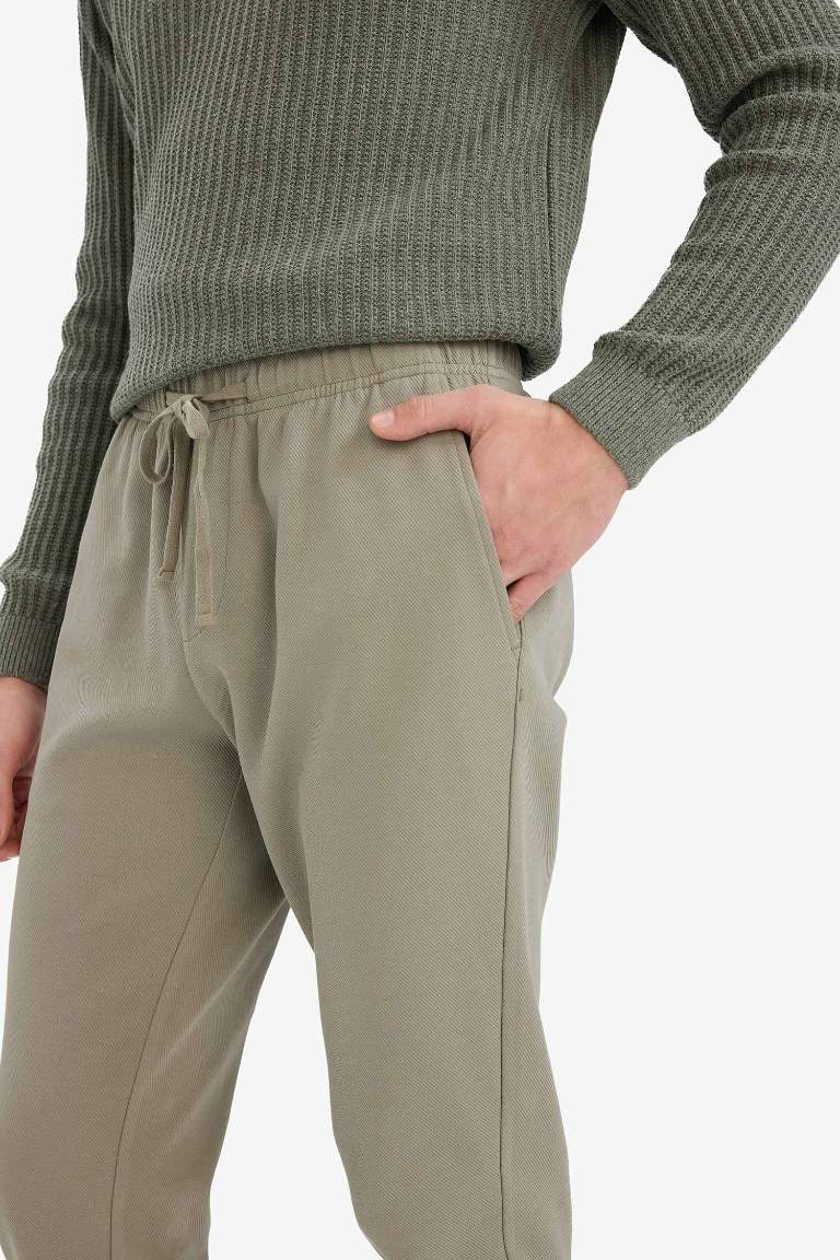 Jogger Pantolon Esnek Basic Düz Beli Bağcıklı Cepli Düz Paça