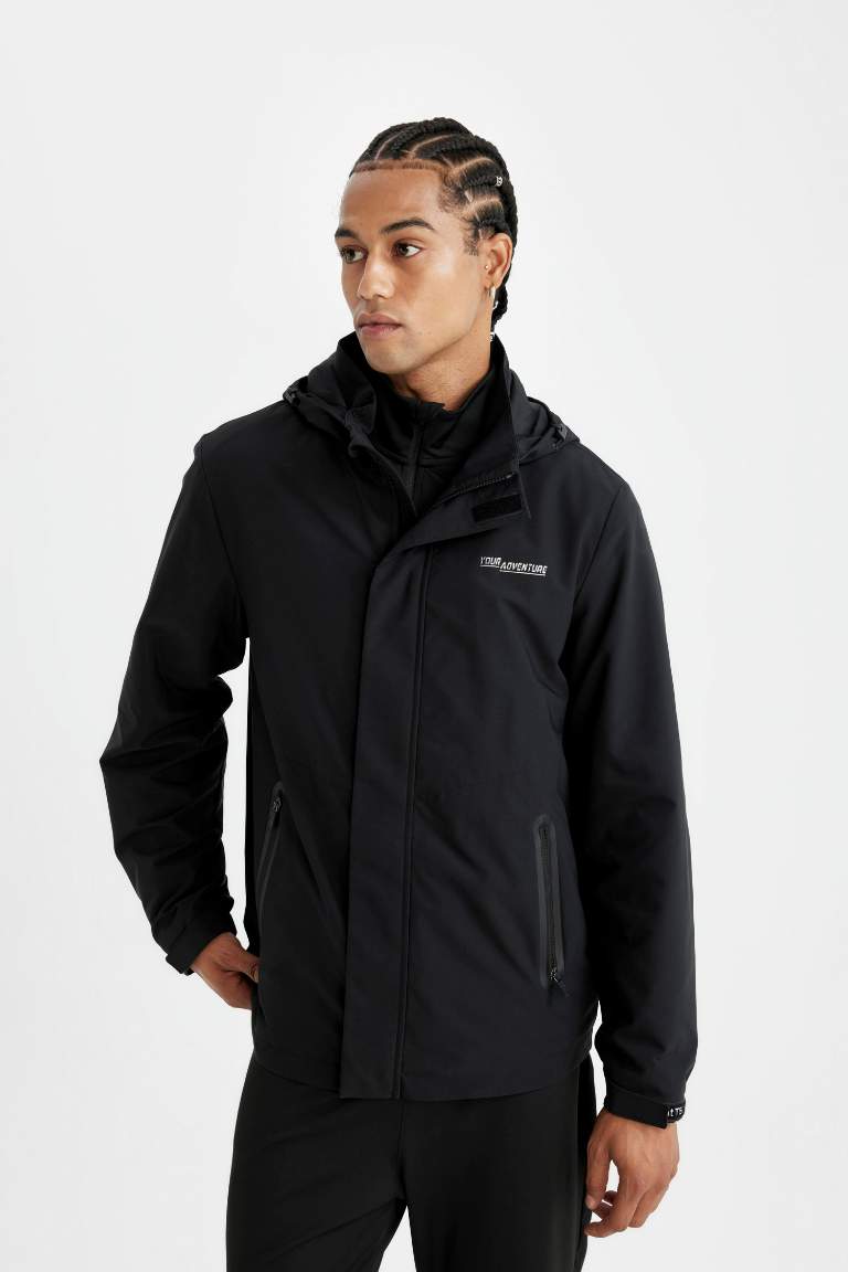 DefactoFit Black Waterproof Regular Fit Hooded Jacket