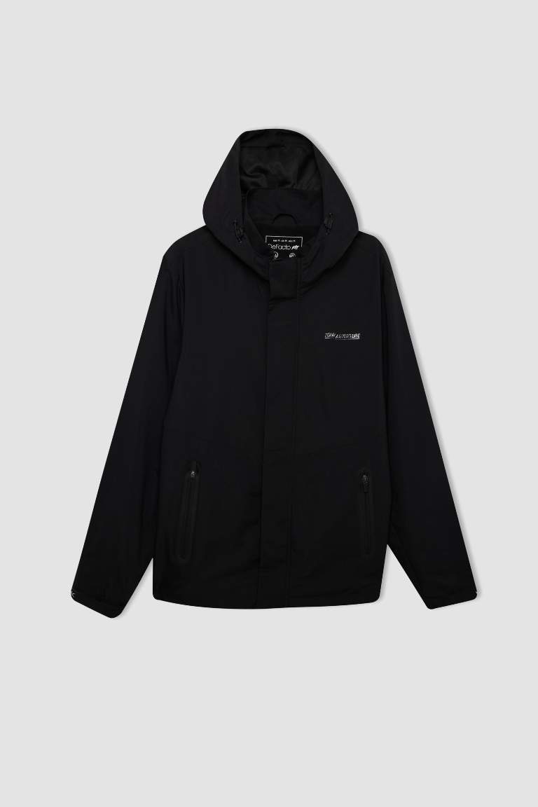 DefactoFit Black Waterproof Regular Fit Hooded Jacket