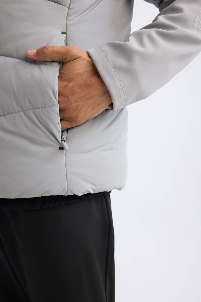 Defactofit Su İtici Regular Fit Kapüşonlu Rüzgar Geçirmez Fermuarlı Mont