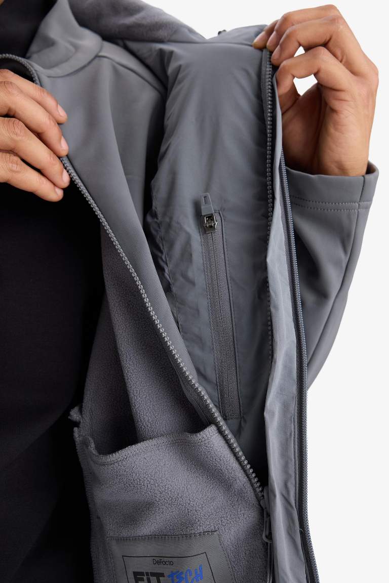 DeFactoFit Su İtici Regular Fit Kapüşonlu Fermuarlı Su Geçirmez Mont