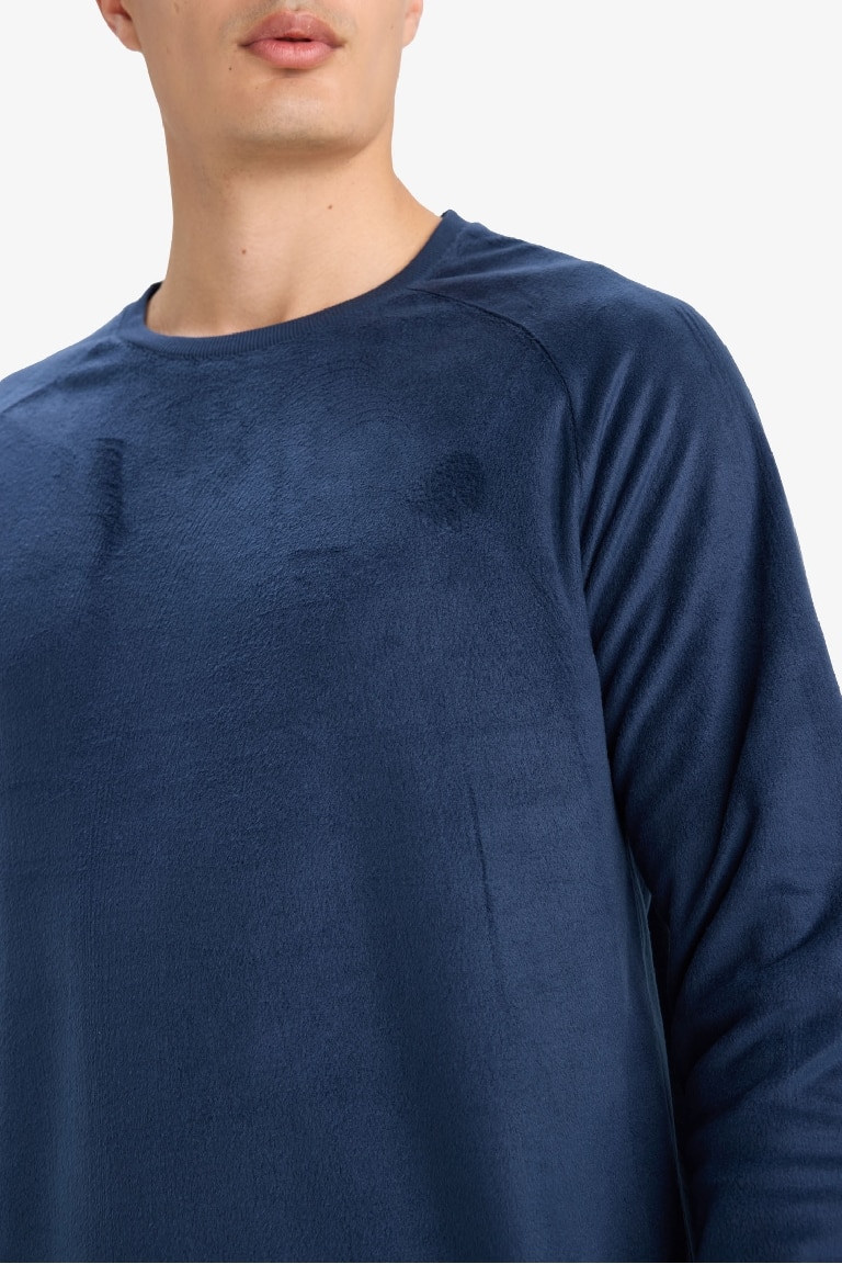 Pijama Takımı Polar Uzun Kollu Üst Kareli Uzun Alt