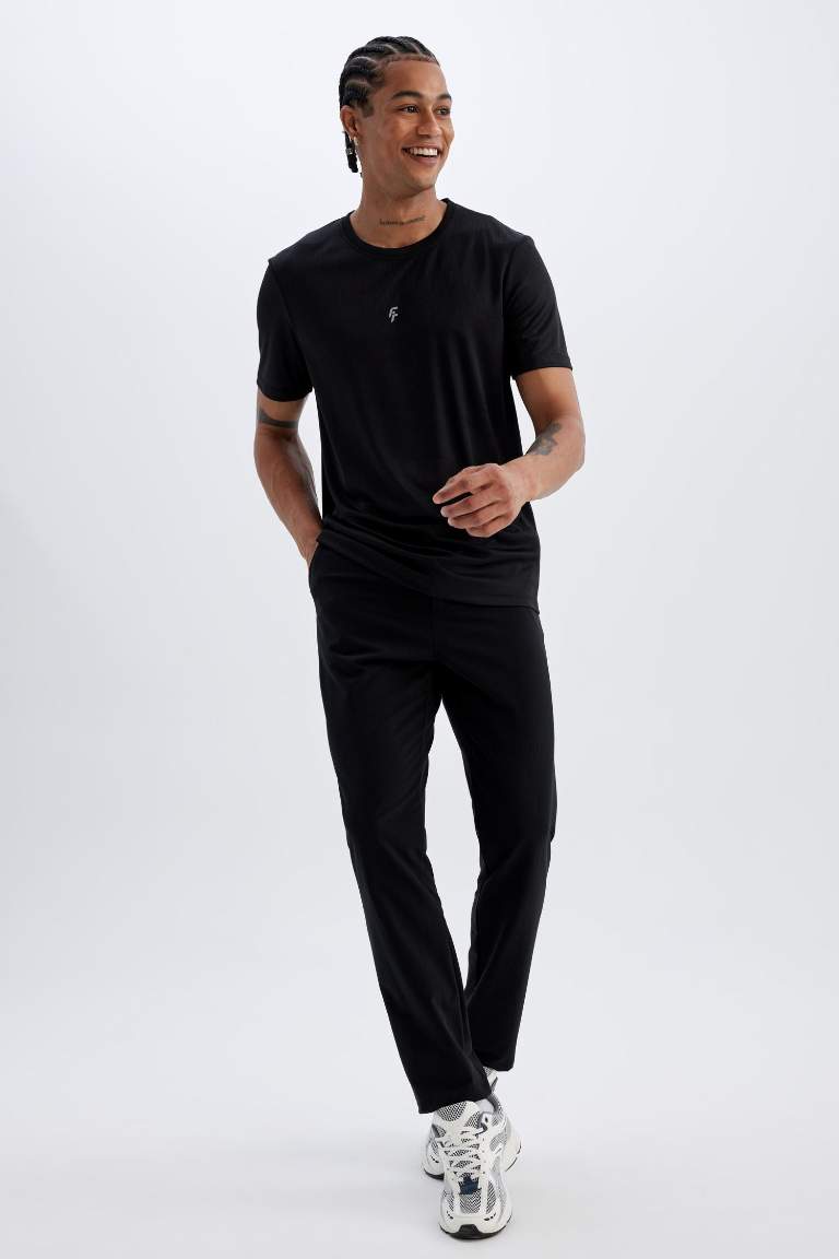 DeFactoFit Dokuma Pantolon Standart Paça Basic Düz Cepli