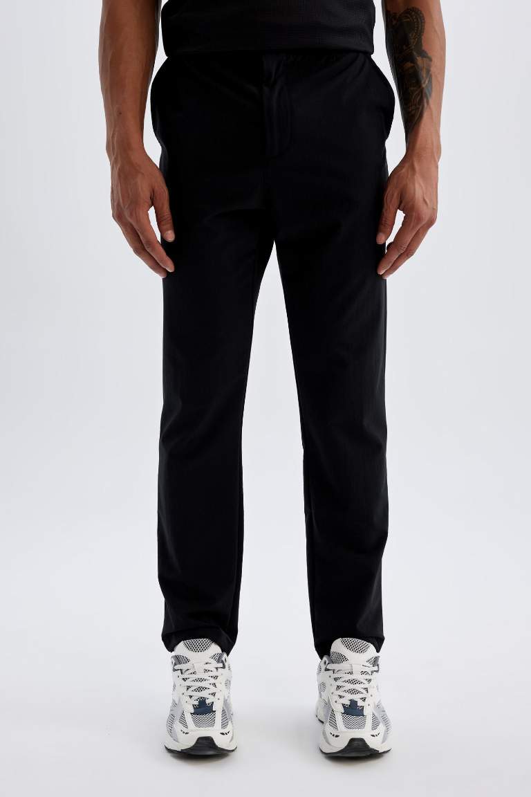 DeFactoFit Dokuma Pantolon Standart Paça Basic Düz Cepli