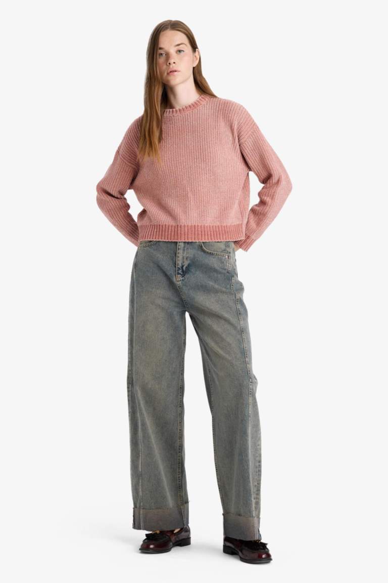 Regular Fit Bisiklet Yaka Şönil Kazak