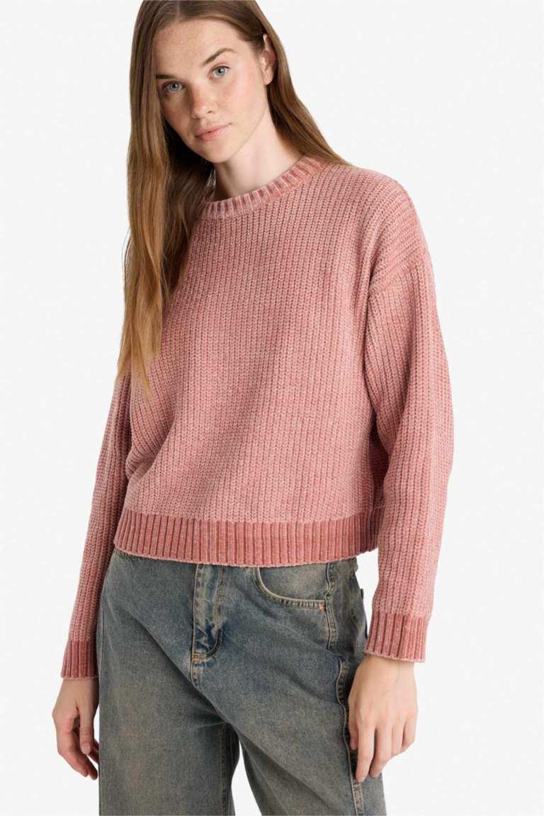 Regular Fit Bisiklet Yaka Şönil Kazak