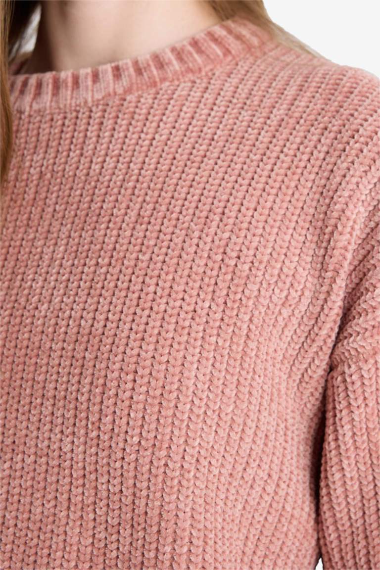 Regular Fit Bisiklet Yaka Şönil Kazak