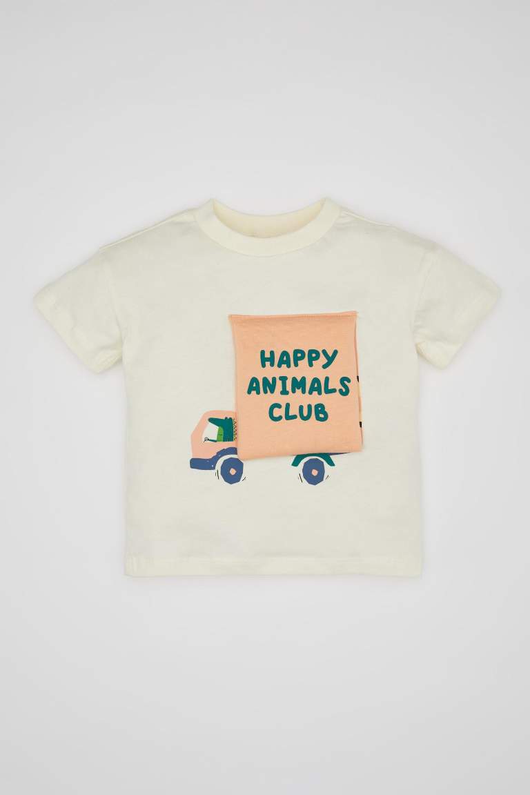 Baby Boy Crew Neck Vehicle Printed T-Shirt