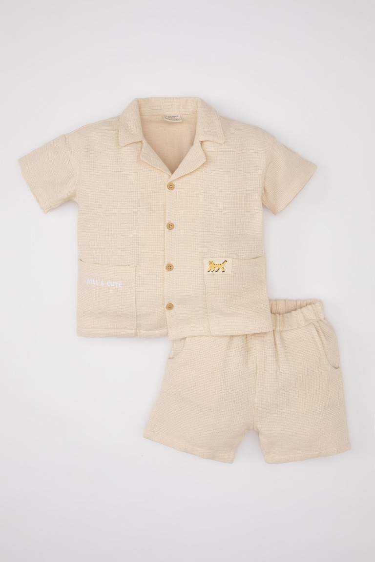 Baby Boy Waffle Short Sleeve 2 Piece Set