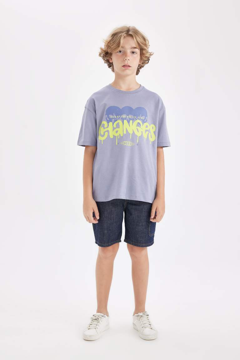 Boy Oversize Fit Crew Neck Printed T-Shirt