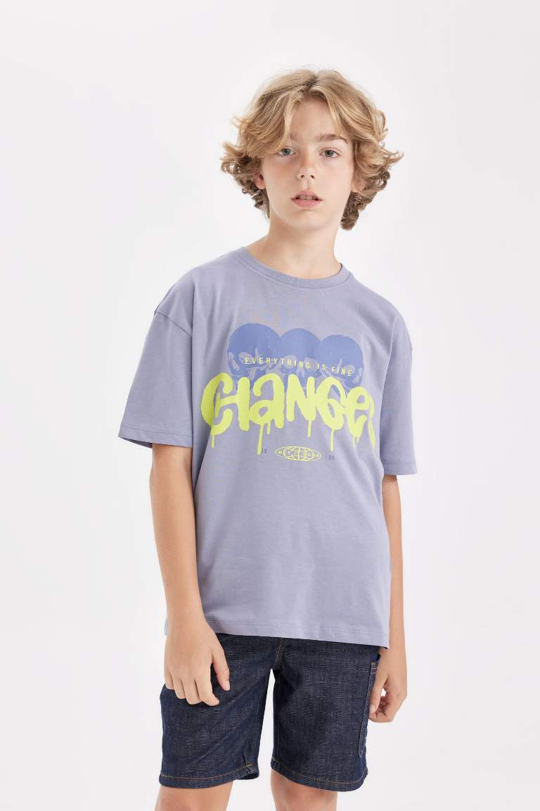 Boy Oversize Fit Crew Neck Printed T-Shirt