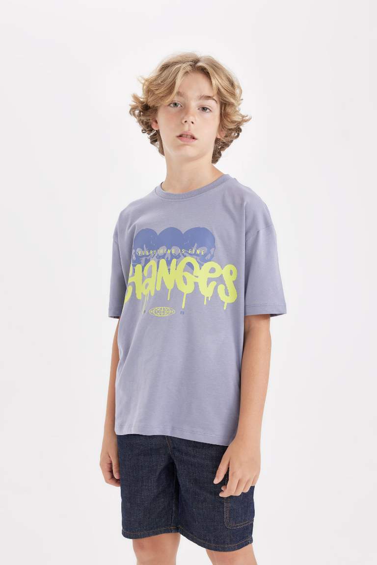 Boy Oversize Fit Crew Neck Printed T-Shirt