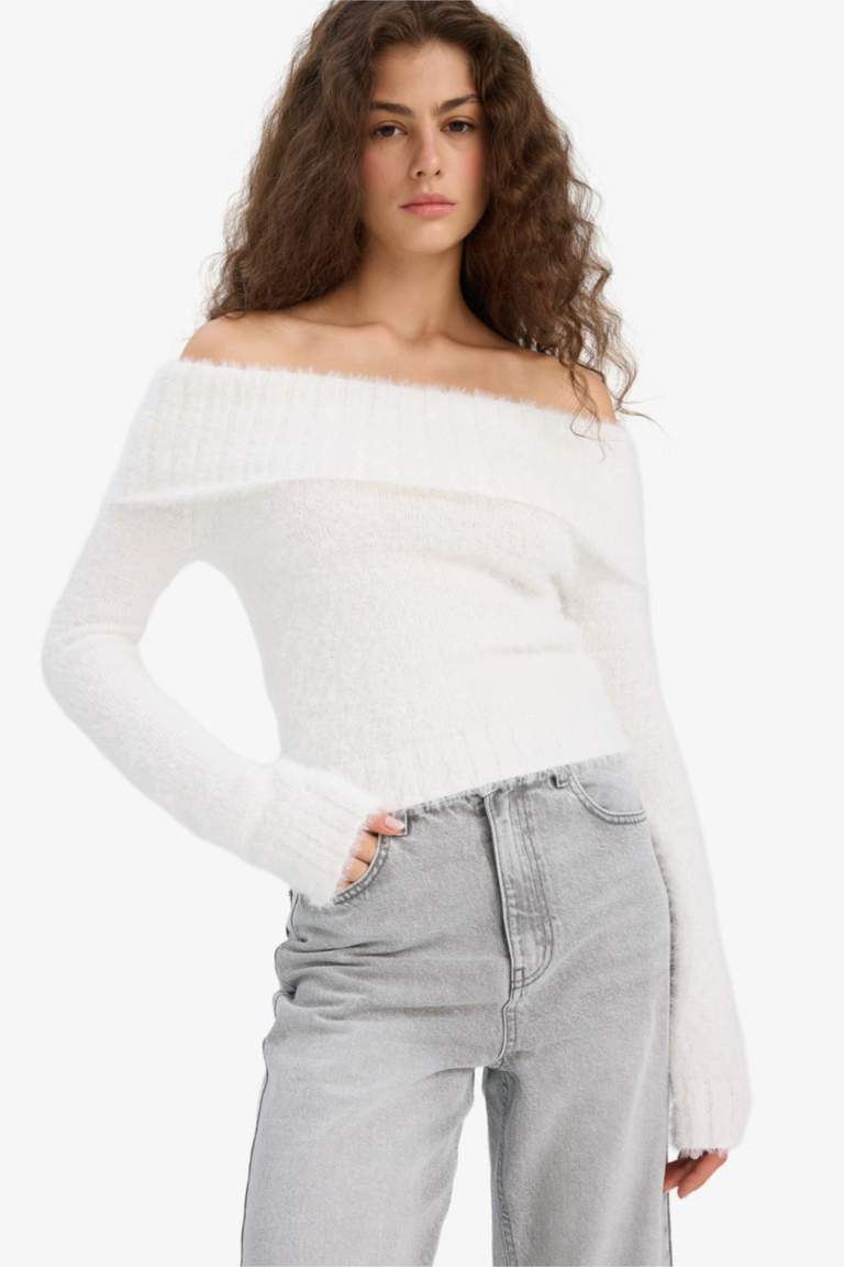 Slim Fit Strapless Knitwear Pullover
