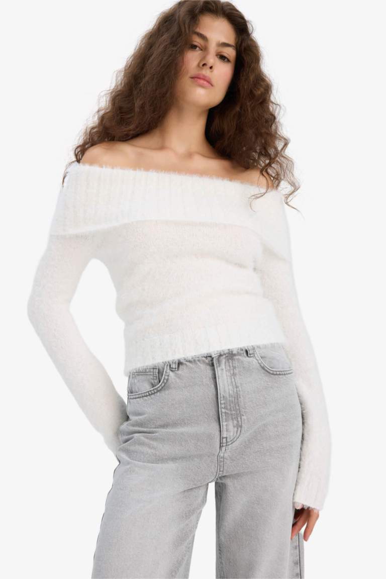 Slim Fit Strapless Knitwear Pullover