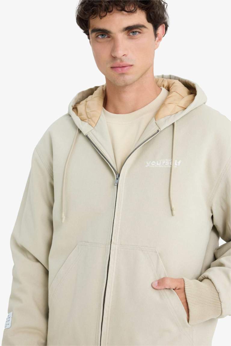 Oversize Fit Embroidered Hooded Ribbed Waterproof Jacket