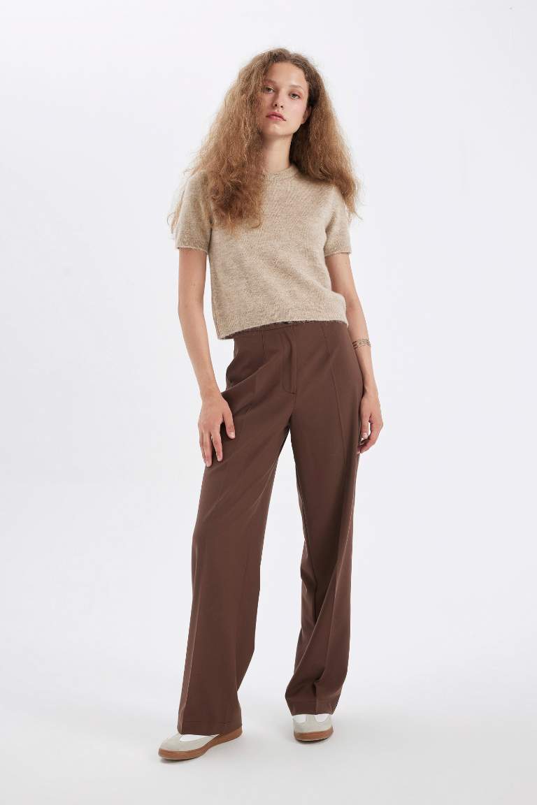 Wide Leg High Waist Standard Length Trousers