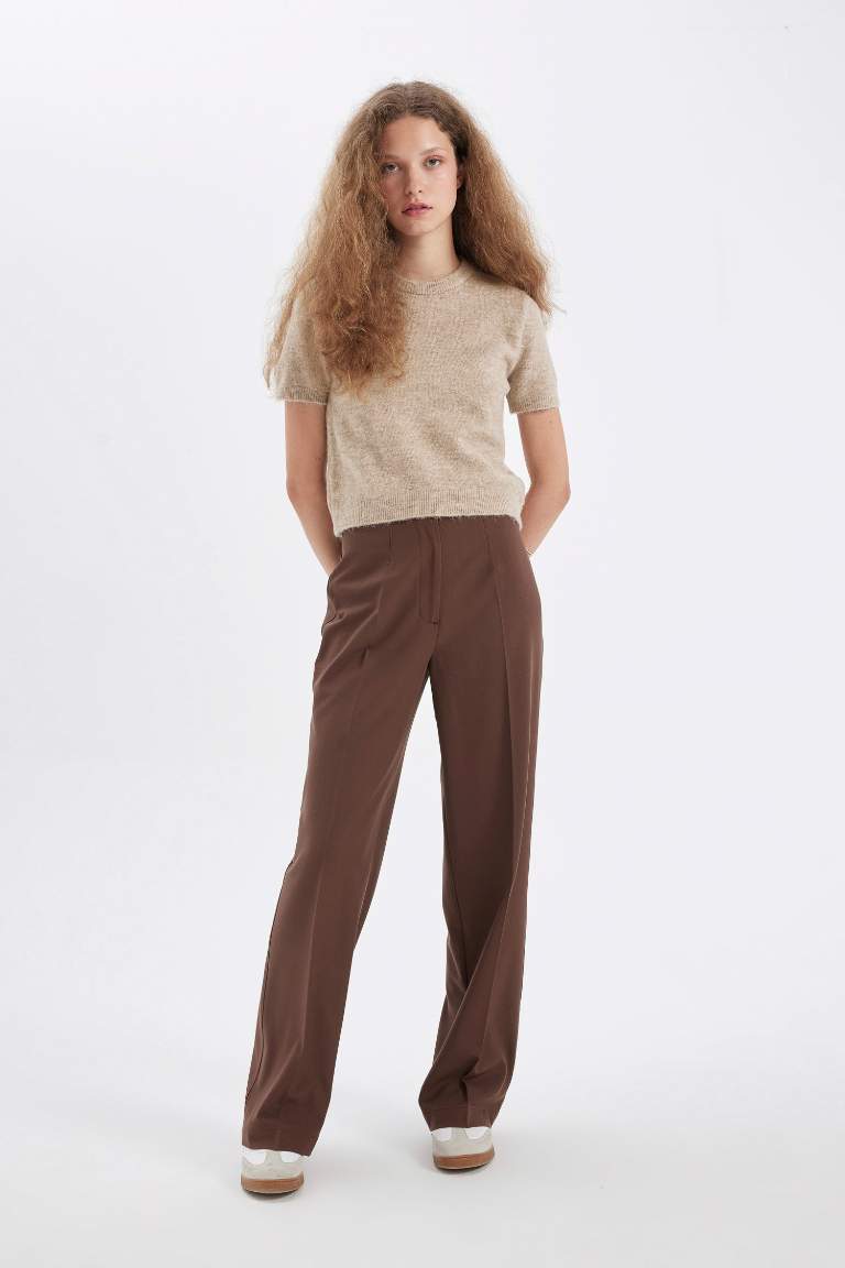 Wide Leg High Waist Standard Length Trousers