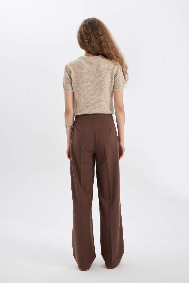 Wide Leg High Waist Standard Length Trousers