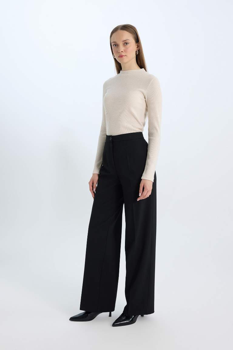 Wide Leg High Waist Standard Length Trousers