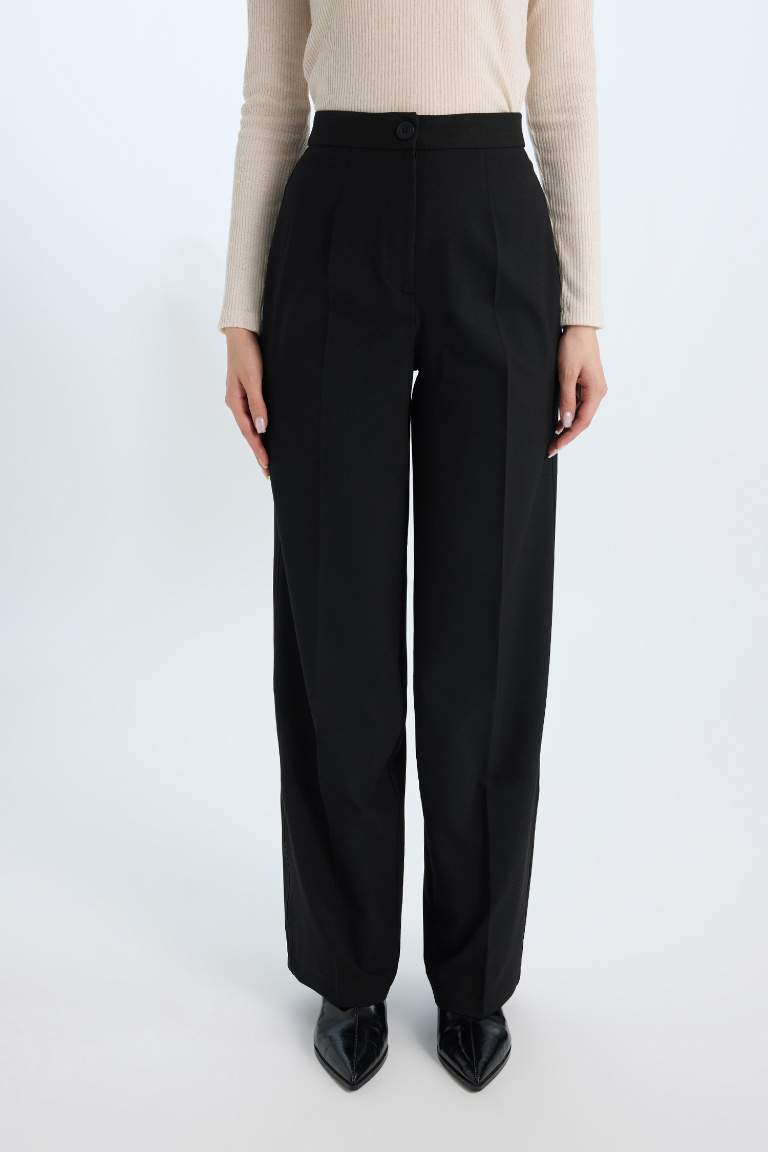 Wide Leg High Waist Standard Length Trousers