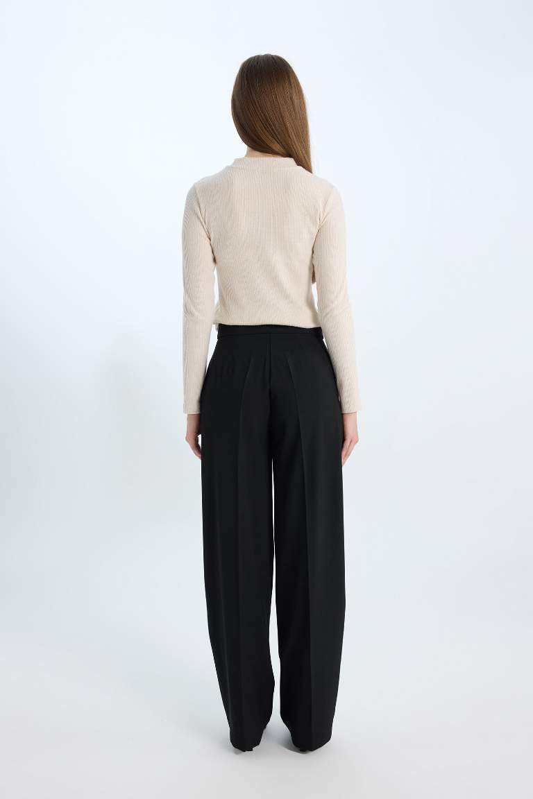 Wide Leg High Waist Standard Length Trousers