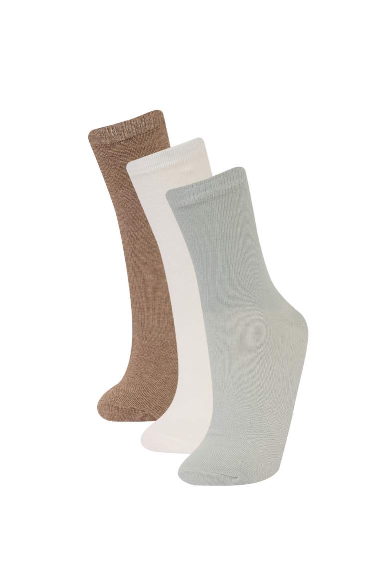 Lot de 3 paires de chaussettes longues en coton pour femme