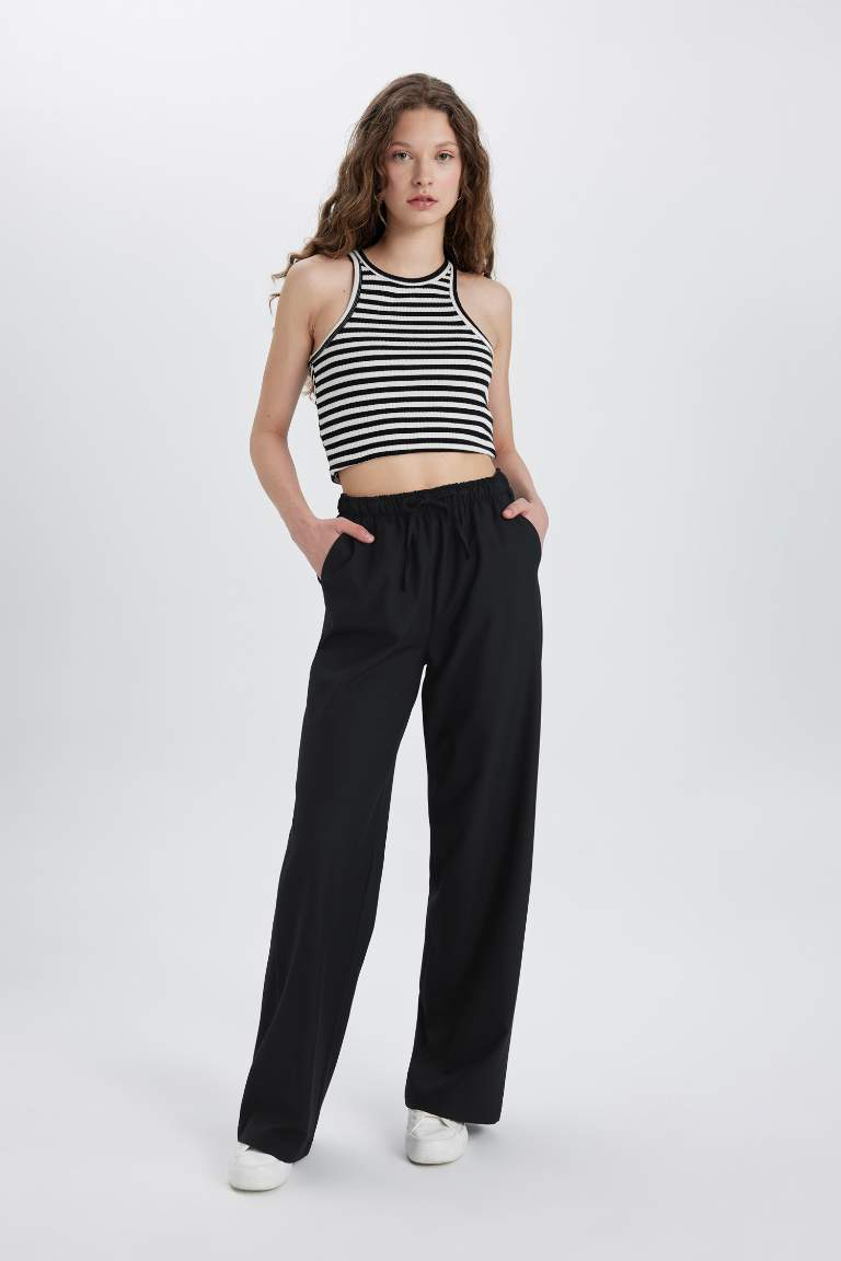 Wide Leg High Waist Standard Trousers