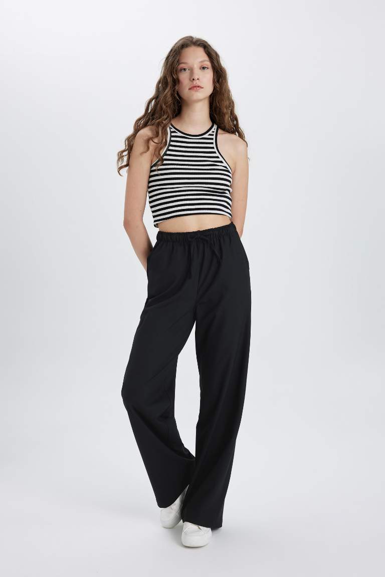 Wide Leg High Waist Standard Trousers