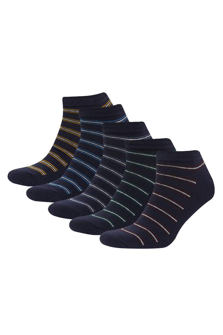 Lot de 5 paires de chaussettes courtes en coton rayées pour Homme