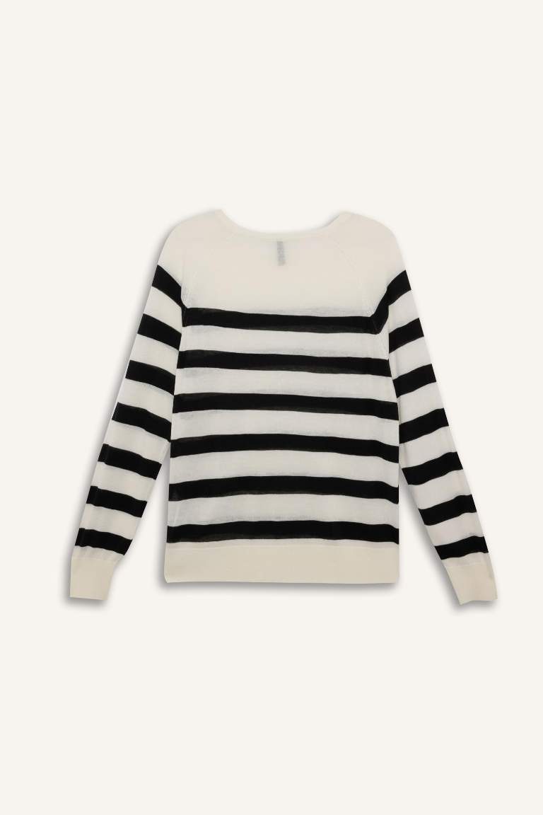 Regular Fit Boat Neck Striped Knitwear Pullover