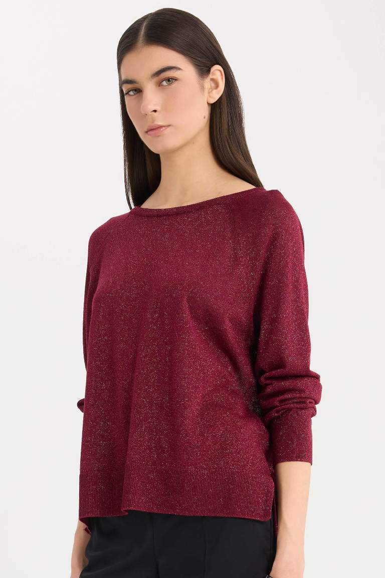 Pull en tricot basique à col rond Coupe régulière