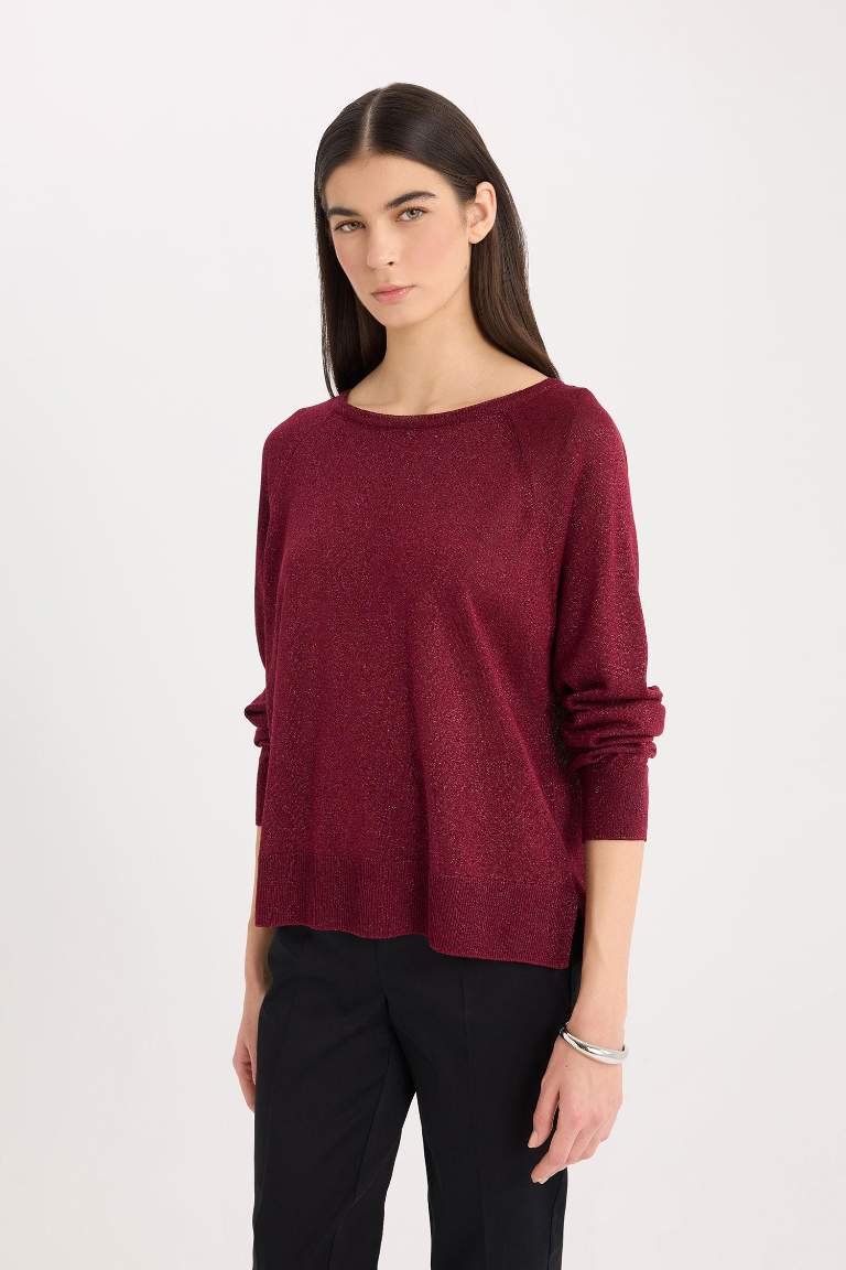 Pull en tricot basique à col rond Coupe régulière