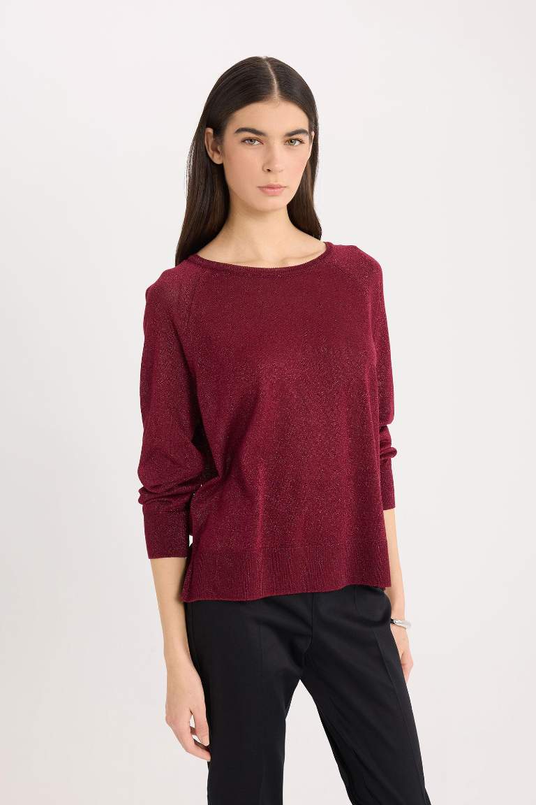 Pull en tricot basique à col rond Coupe régulière