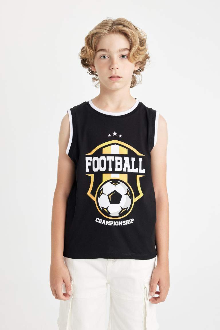 Boy Crew Neck Printed Sleeveless T-Shirt