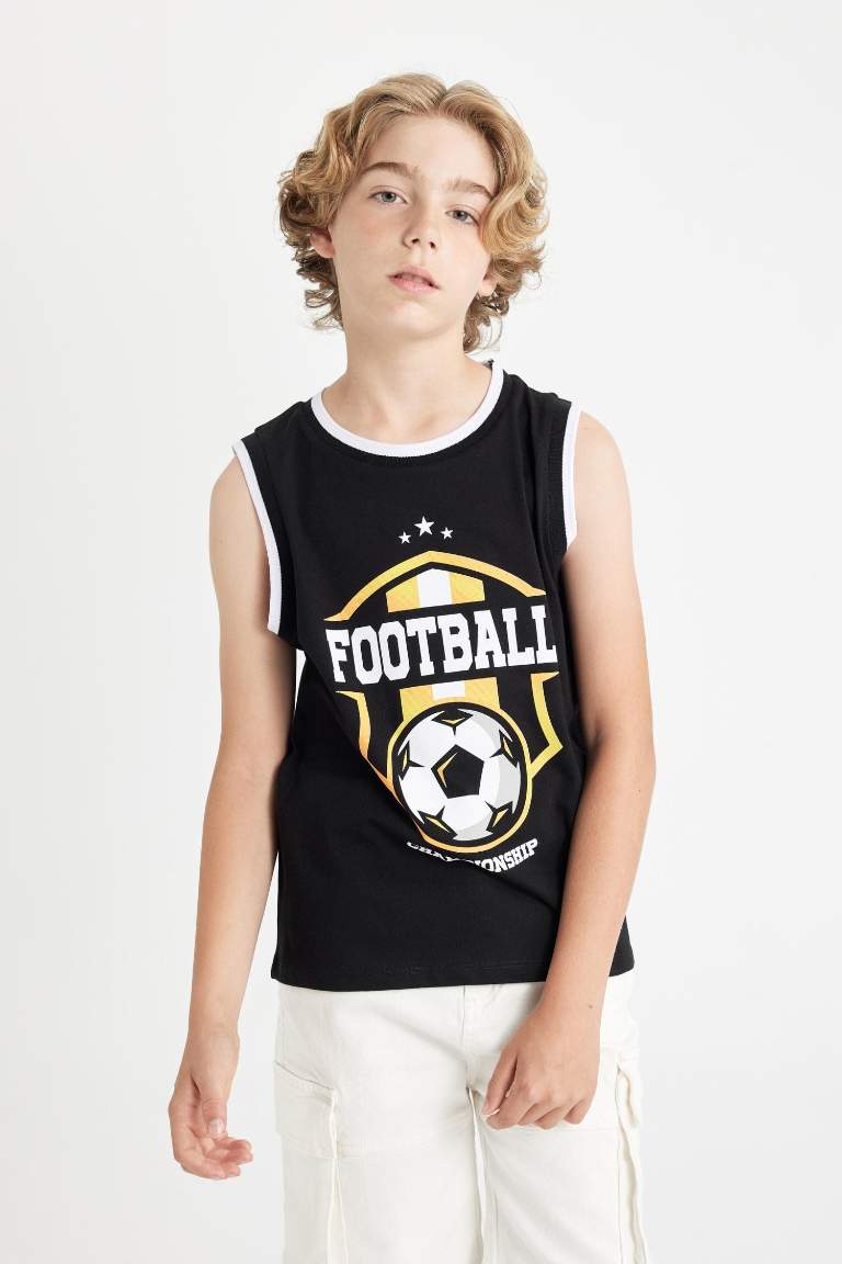 Boy Crew Neck Printed Sleeveless T-Shirt