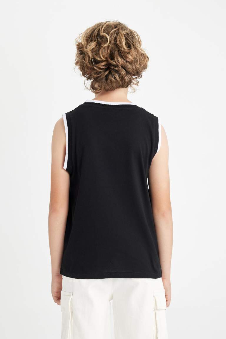 Boy Crew Neck Printed Sleeveless T-Shirt