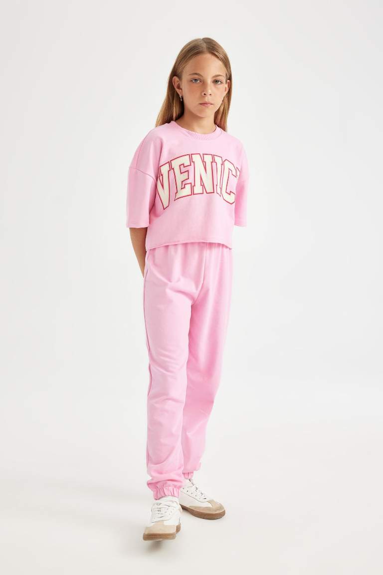 Ensemble deT-shirt imprimé à manches courtes et jogging à taille élastique pour Fille